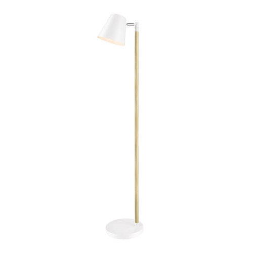GoodHome Floor Lamp Mulanje E14, white/wood-like