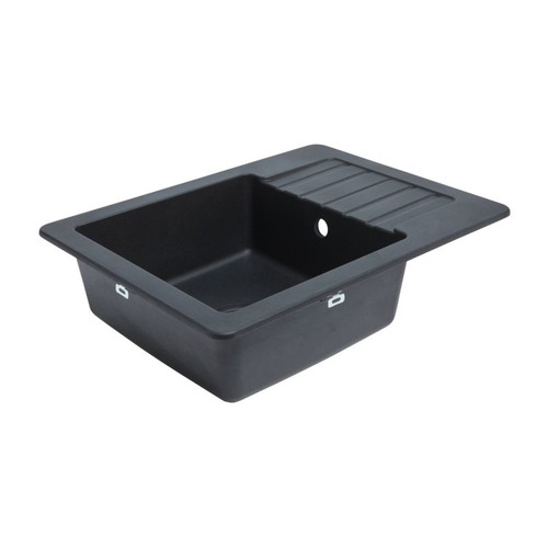 Granite Kitchen Sink Burnell 1 Bowl with Half Drainer, black