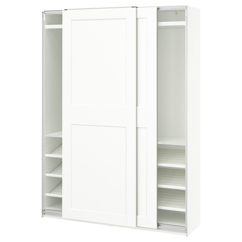 PAX / GRIMO Wardrobe with sliding doors, white/white, 150x43x201 cm