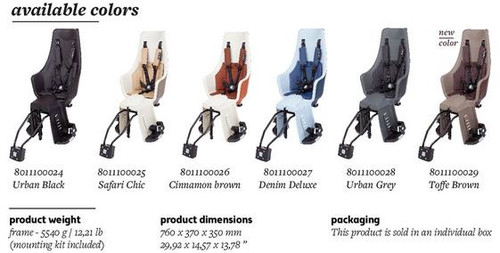 Bobike Bicycle Rear Seat Exclusive Maxi Plus 9-22kg, frame mount, urban black