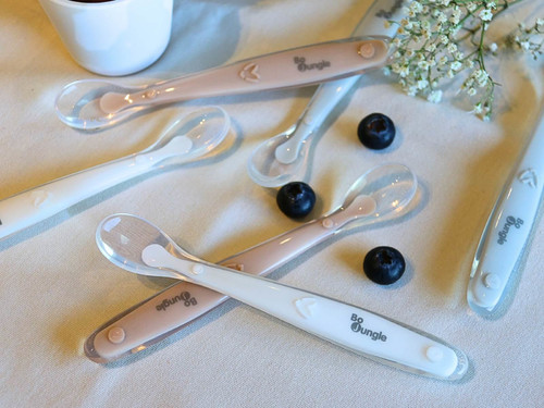 Bo Jungle Soft Spoons Silicone 3pcs, white, grey, terracotta
