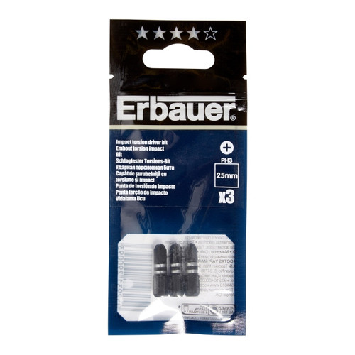 Erbauer Impact Bits 25 mm PH3, 3 pack