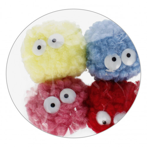 Pompoms with Eyes 4pcs