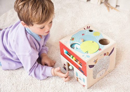 LILLIPUTIENS Wooden Activity Cube - Farm 12m+