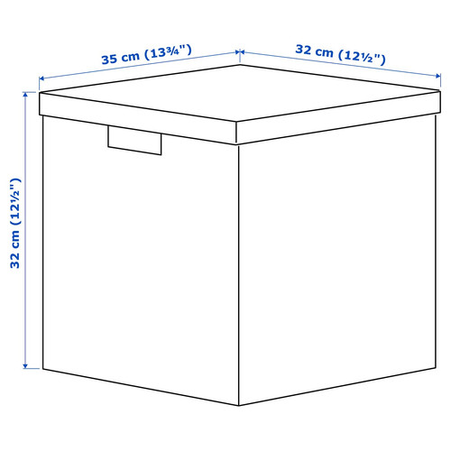 GJÄTTA Storage box with lid, velvet dark blue, 32x35x32 cm