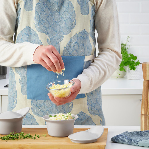 FÄRGKLAR Oven/serving dish with lid, matt light grey, 0.2 l