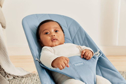 BABYBJÖRN Bliss Woven Baby Bouncer, Blue (Light Grey, Petal Quilt)