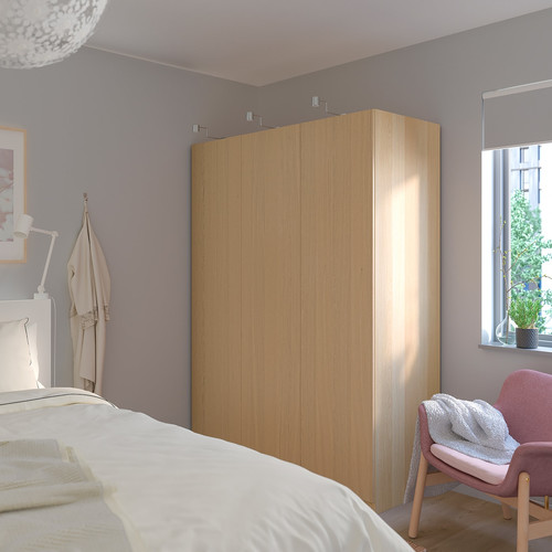 PAX Wardrobe, white stained oak effect, Forsand white stained oak effect, 150x60x201 cm
