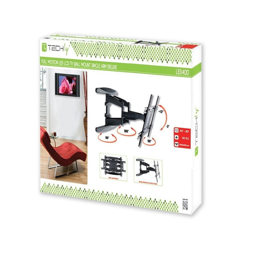 Techly 40-80" Ultra Slim Full Motion LCD TV Wall Mount Bracket Black