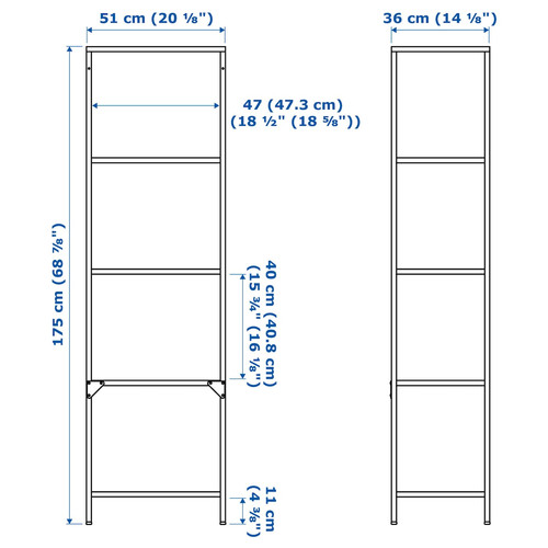 VITTSJÖ Shelving unit, yellow/glass, 51x175 cm