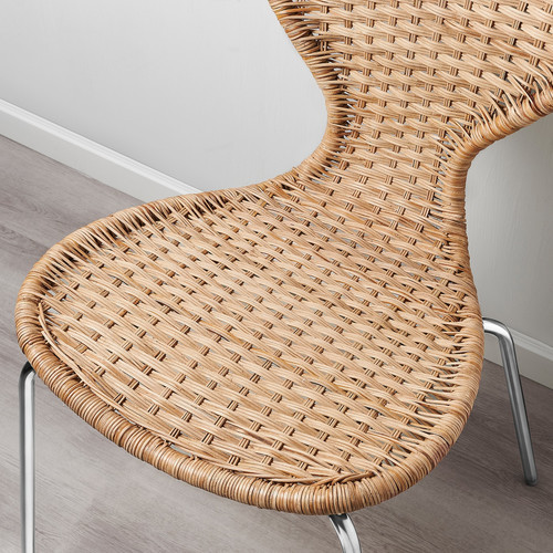 ÄLVSTA Chair, handmade rattan/Sefast chrome-plated