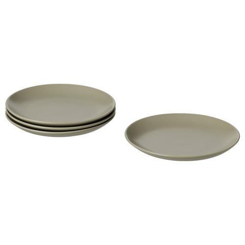 FÄRGKLAR Side plate, matt green, 20 cm, 4 pack