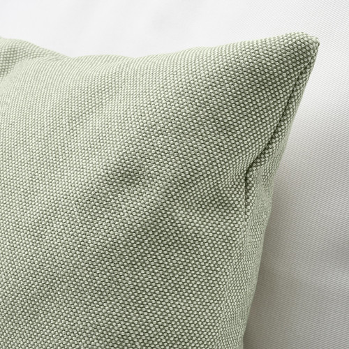 SANDTRAV Cushion, grey-green/white, 45x45 cm