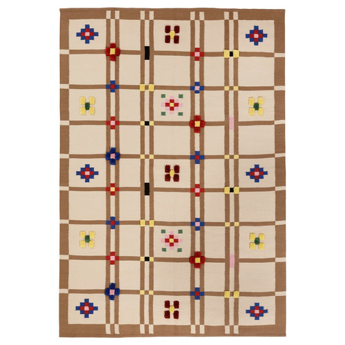 KNYLHAVREN Rug, flatwoven, brown/handmade, 170x240 cm