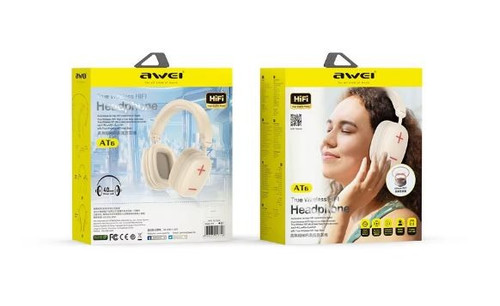 AWEI Bluetooth Headphones AT6, off-white