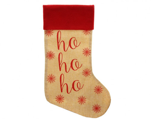 Christmas Stocking Ho Ho Ho 46cm, jute