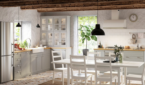 LERHYTTAN Door, light grey, 40x100 cm