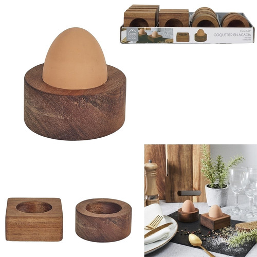 Egg Stand, square, acacia