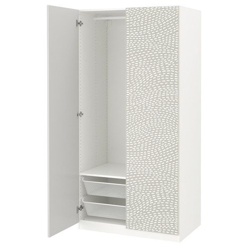 PAX / MISTUDDEN Wardrobe combination, white/grey patterned, 100x60x201 cm