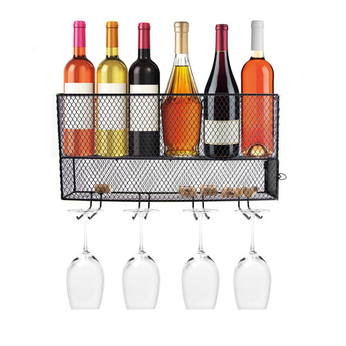 Mini Bar Wall Shelf Parima, black