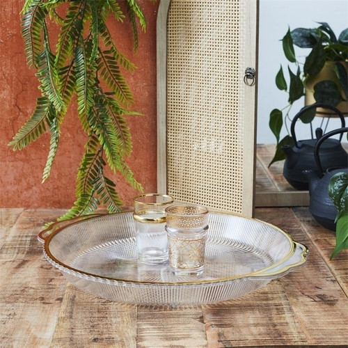 Tray Mirage 38.5cm, oval, gold rim, plastic