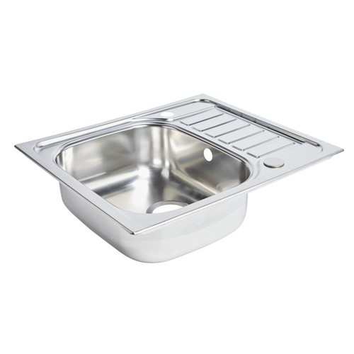 Steel Kitchen Sink Sagan 1 Bowl with Drainer, polished