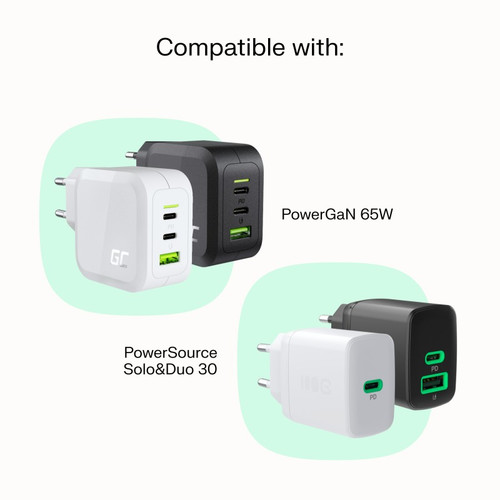 GREEN CELL Cable USB-C-USB-C PowerFlex 100W, silicone, 1.2m, green