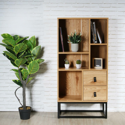 Shelving Unit with Shelves & Drawers Abbott, oak/black