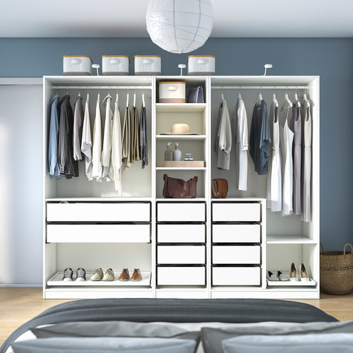 PAX Wardrobe combination, white, 250x58x201 cm