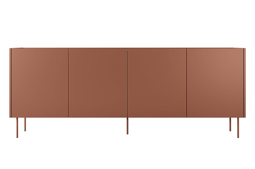 Four-Door Cabinet Desin 220, ceramic red/nagano oak