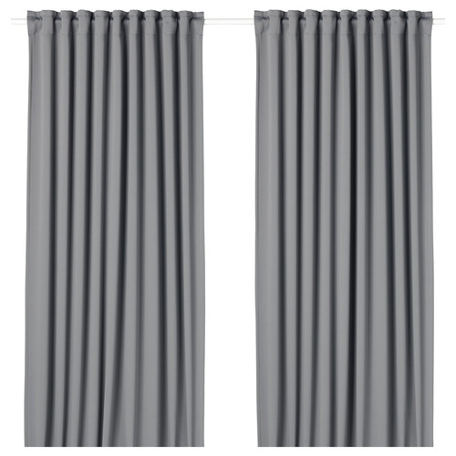 MAJGULL Block-out curtains, 1 pair, grey, 145x250 cm