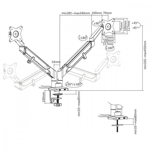 Maclean Monitor Holder for 2 Monitors ER-406G