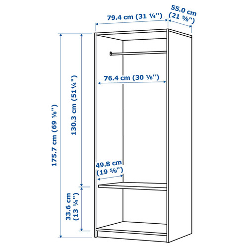 RAKKESTAD Wardrobe with 2 doors, black-brown, 79x176 cm