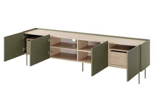 Four-Door TV Cabinet with Drawers Desin 220, olive/nagano oak