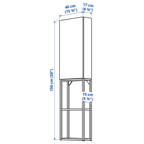 ENHET Storage combination, white, 40x17x150 cm