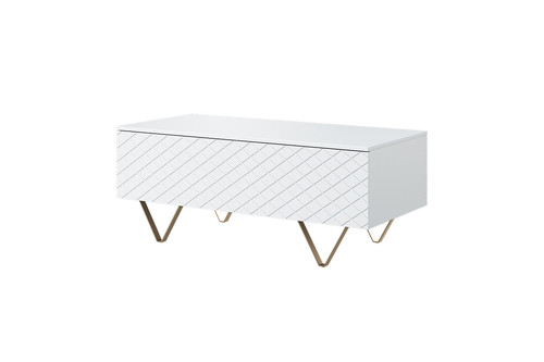 Coffee Table with Storage Scalia 120, matt white/gold legs