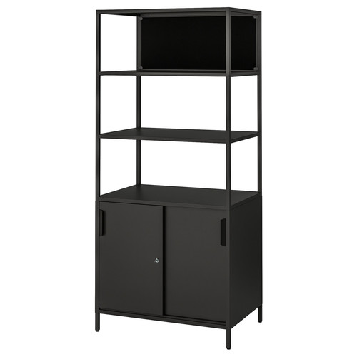 TROTTEN Cab w sliding doors/noticeboard, anthracite, 80x180 cm
