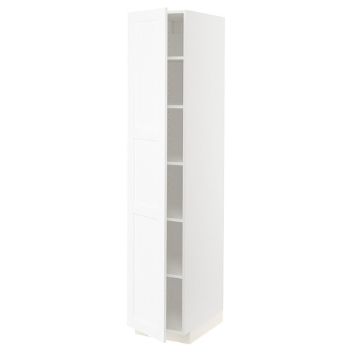METOD High cabinet with shelves, white Enköping/white wood effect, 40x60x200 cm