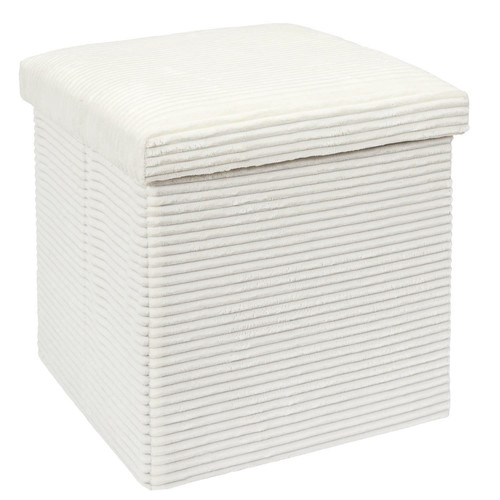 Folding Pouffe, corduroy, white