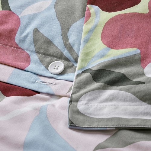 KORSKOVALL Duvet cover and 2 pillowcases, multicolour/floral pattern, 200x200/50x60 cm