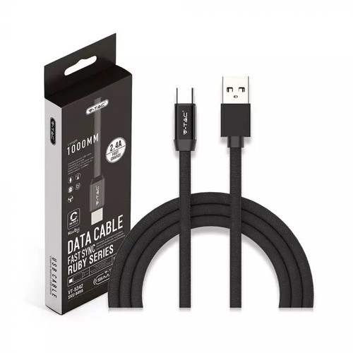 V-TAC Cable USB Type-C M 1m 2.4A, black