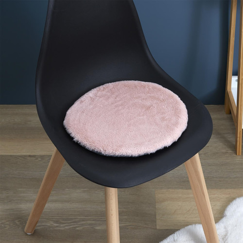 Set of 6 Chair Pads Furry, pink