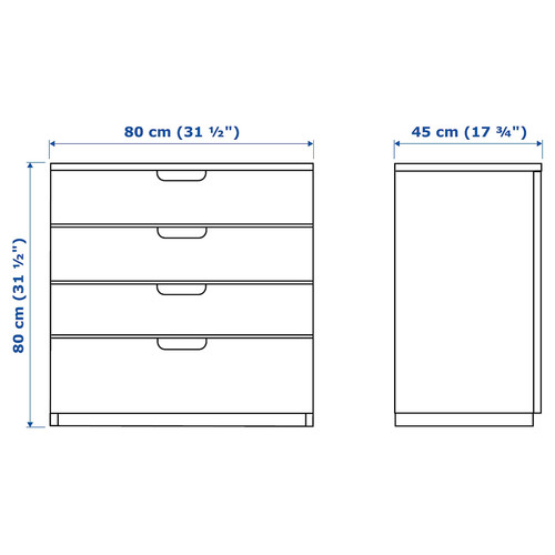 GALANT Drawer unit, white stained oak effect, 80x80 cm