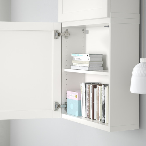 BESTÅ Wall cabinet with 2 doors, white/Hanviken white, 60x22x128 cm