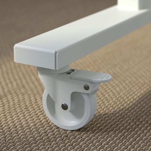 MITTZON Foldable table with castors, white, 140x70 cm