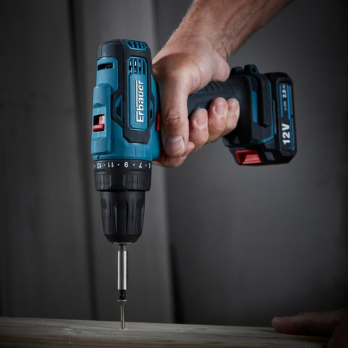 Erbauer Cordless Drill Screwdriver 12 V 2 x 2.0 Ah