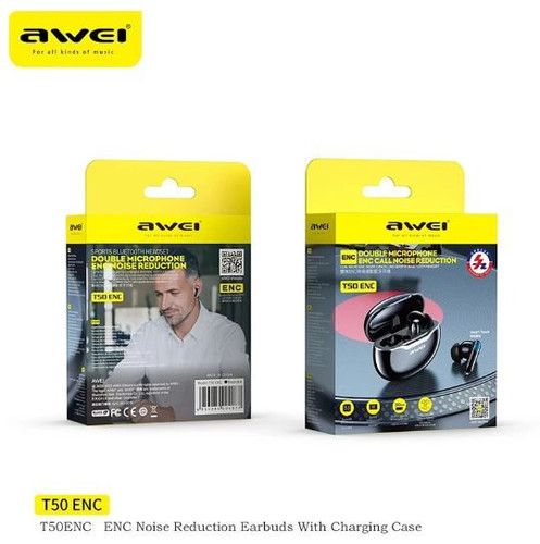 AWEI Headphones Earphones Bluetooth T50 ENC TWS, black