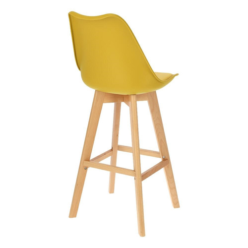 Bar Stool Norden Wood, high, PP, yellow