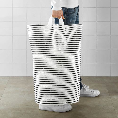 KLUNKA Laundry bag, white, black, 60 l