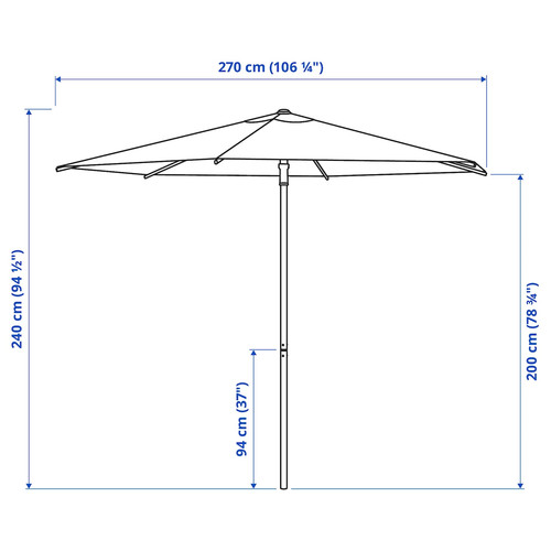 HÖGÖN Parasol, dark blue, 270 cm